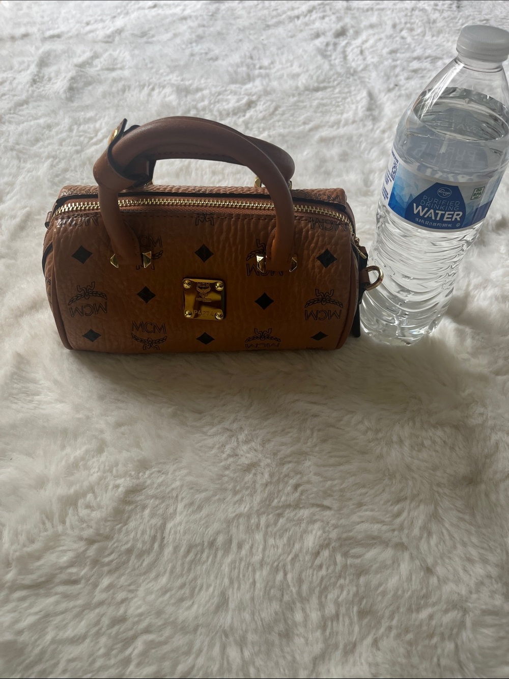 MCM Cognac Visetos Barrel Mini Satchel